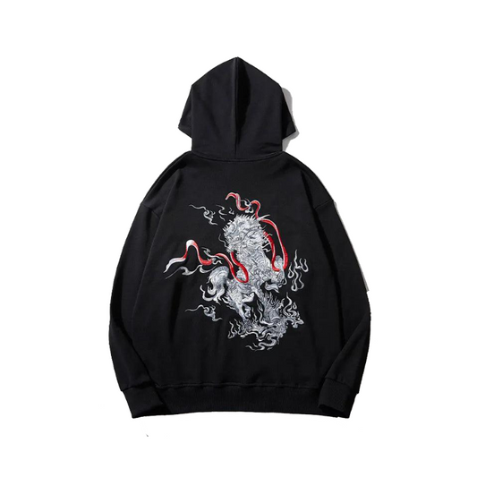 Chinese Unicorn Embroidery Hoodie     - VONVEX