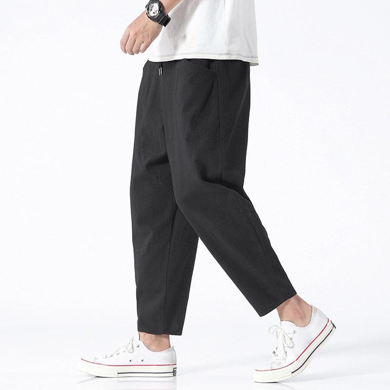 Cotton Casual Pants  Black M  - VONVEX