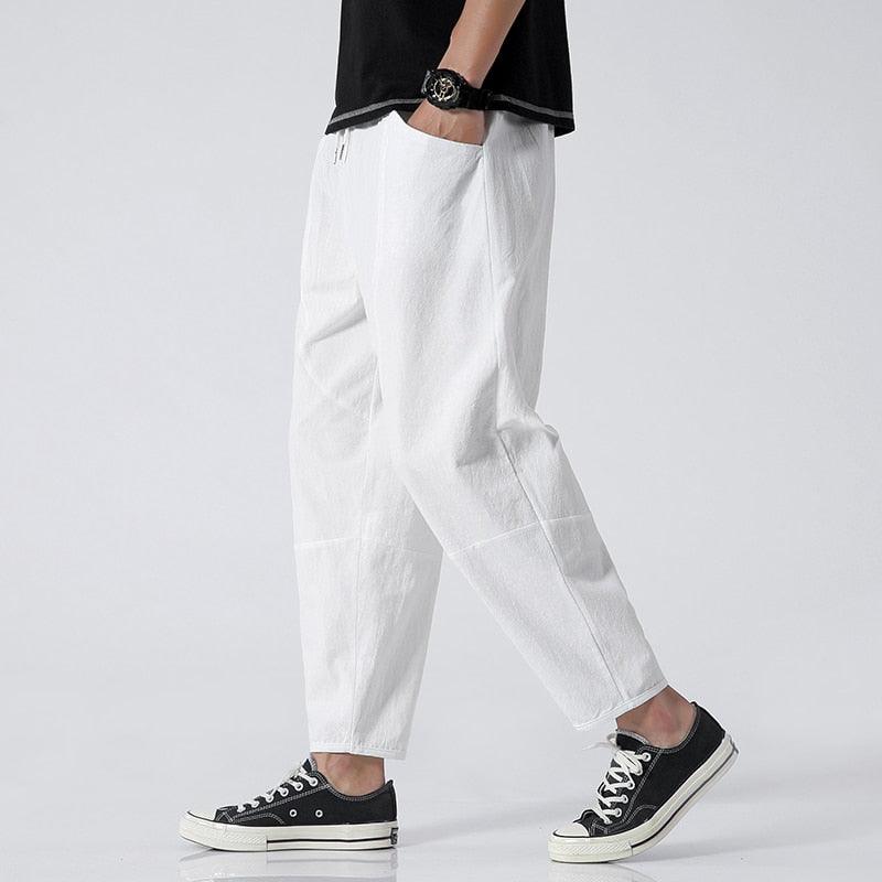 Cotton Casual Pants  White M  - VONVEX