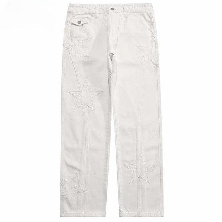 Embroidery Stars Denim Pant     - VONVEX