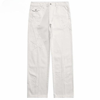 Embroidery Stars Denim Pant     - VONVEX