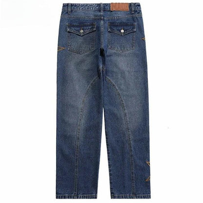 Embroidery Stars Denim Pant     - VONVEX
