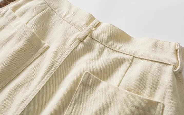 Flower Embroidery Patchwork Short     - VONVEX
