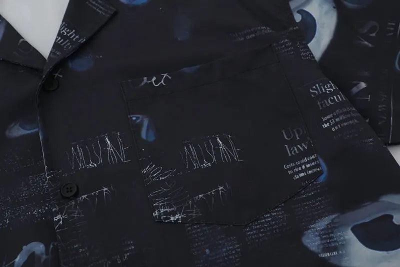 Gothic Graffiti Eye Print Shirt     - VONVEX