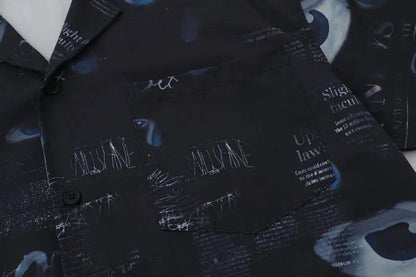 Gothic Graffiti Eye Print Shirt     - VONVEX