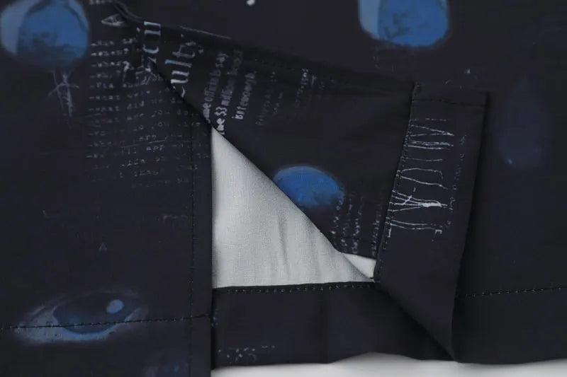 Gothic Graffiti Eye Print Shirt     - VONVEX
