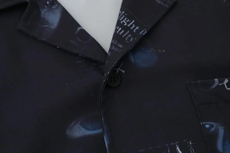 Gothic Graffiti Eye Print Shirt     - VONVEX
