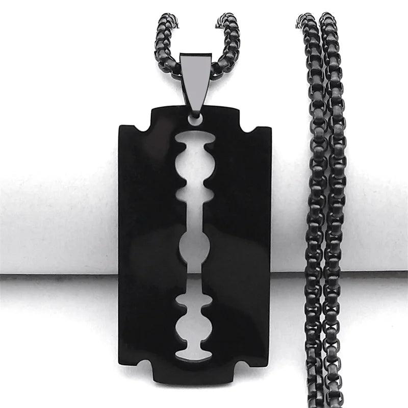 Gothic Razor blade pendant - black     - VONVEX