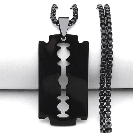 Gothic Razor blade pendant - black     - VONVEX