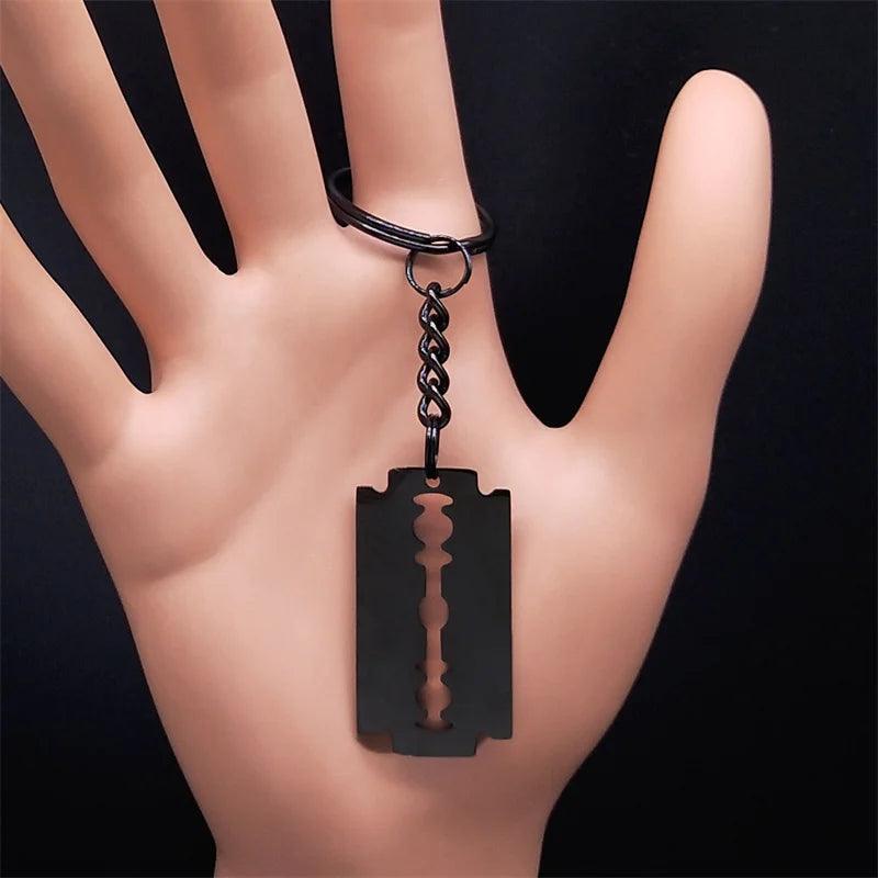 Gothic Razor blade pendant - black  A Keychain   - VONVEX