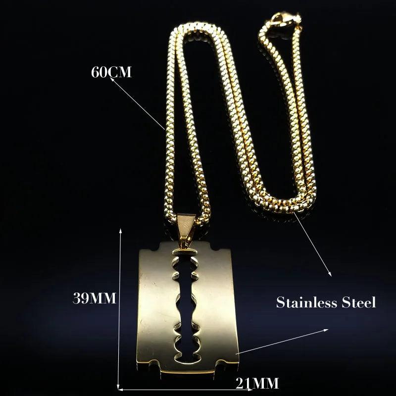 Gothic Razor blade pendant - black  Gold   - VONVEX