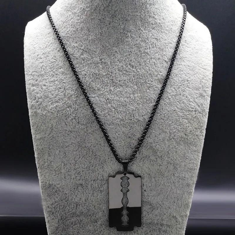 Gothic Razor blade pendant - black     - VONVEX