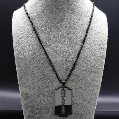 Gothic Razor blade pendant - black     - VONVEX