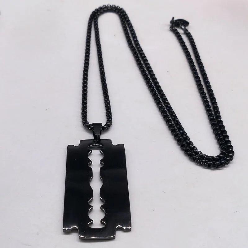 Gothic Razor blade pendant - black     - VONVEX