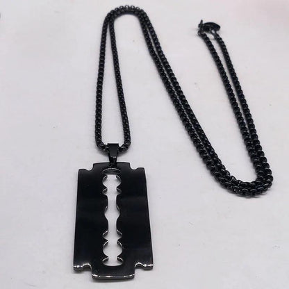 Gothic Razor blade pendant - black     - VONVEX