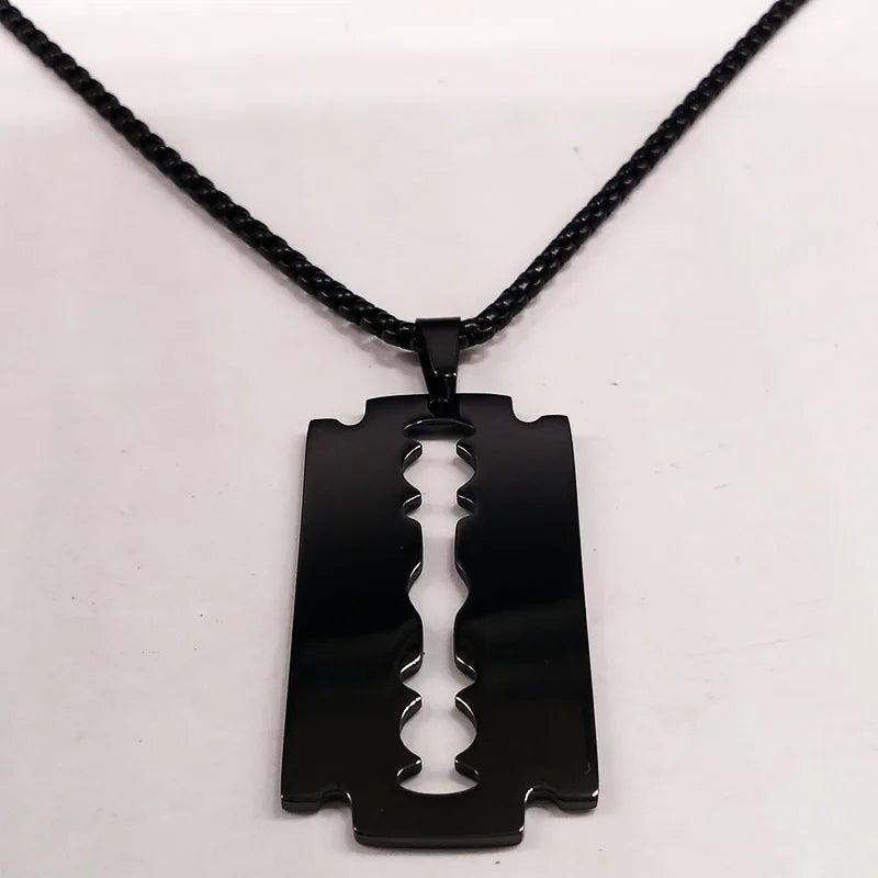 Gothic Razor blade pendant - black     - VONVEX