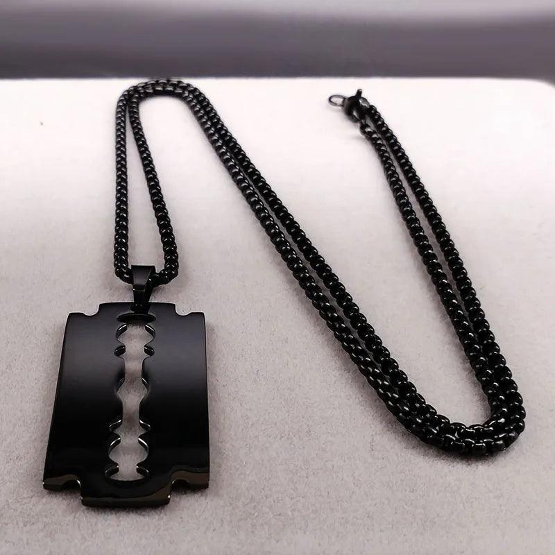Gothic Razor blade pendant - black     - VONVEX