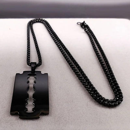Gothic Razor blade pendant - black     - VONVEX