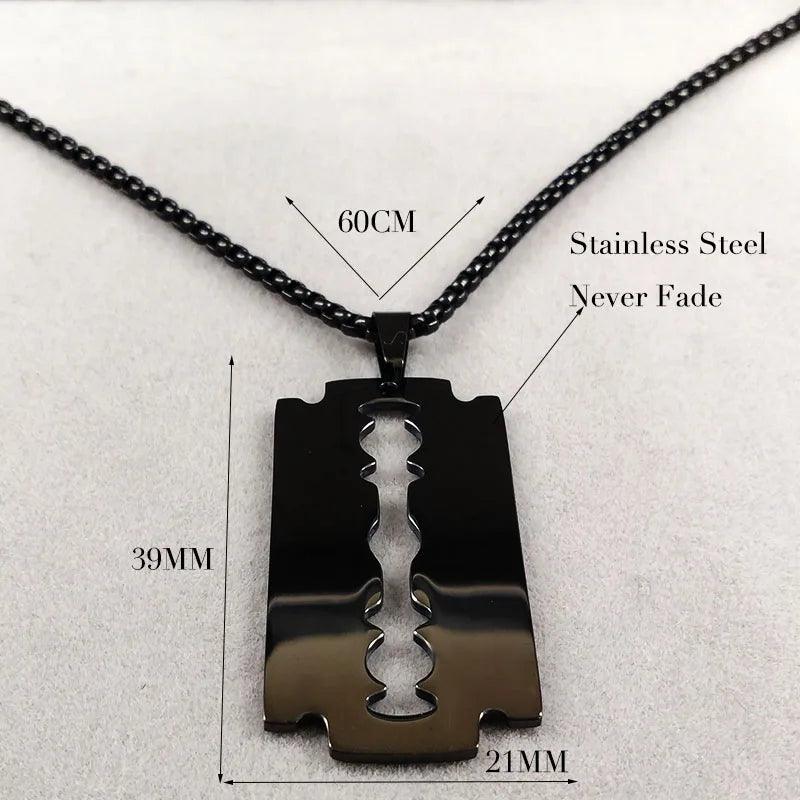Gothic Razor blade pendant - black     - VONVEX