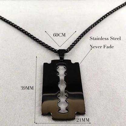 Gothic Razor blade pendant - black     - VONVEX