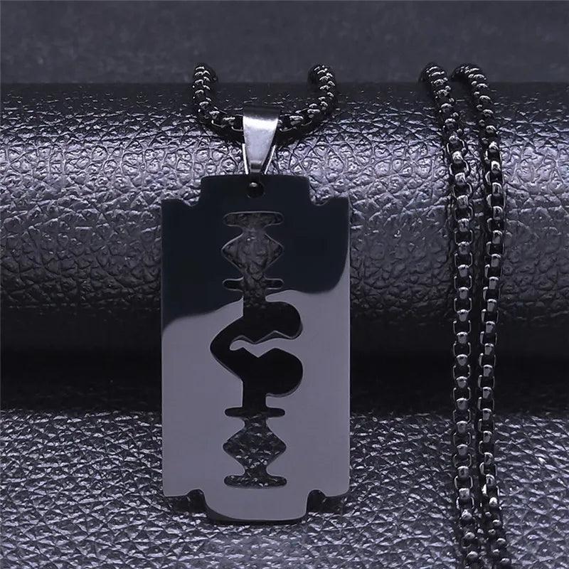 Gothic Razor blade pendant - black  Color-2   - VONVEX