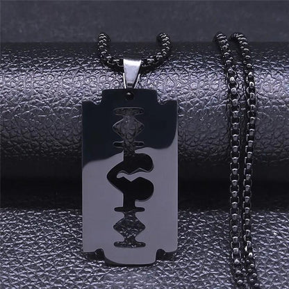 Gothic Razor blade pendant - black  Color-2   - VONVEX