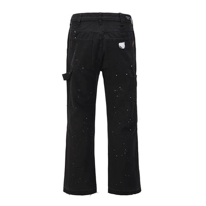 Graffiti Ink Painted Wide Leg Pant     - VONVEX