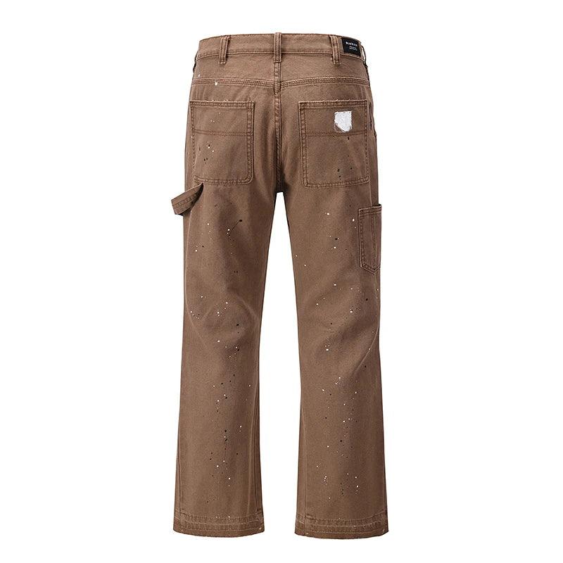 Graffiti Ink Painted Wide Leg Pant     - VONVEX
