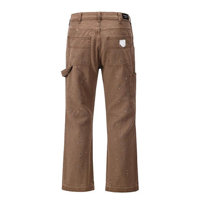 Graffiti Ink Painted Wide Leg Pant     - VONVEX