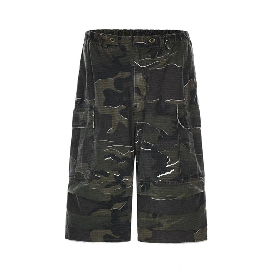 Green Camouflage Workwear Shorts  Camouflage S  - VONVEX