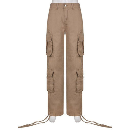 Jeans Cargo Low Waist Denim Pants     - VONVEX