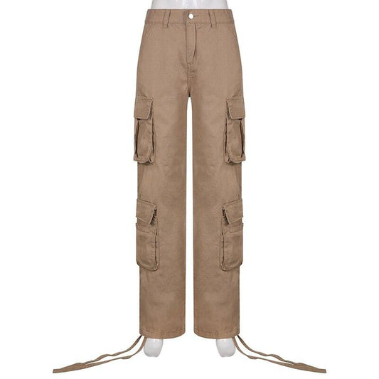 Jeans Cargo Low Waist Denim Pants     - VONVEX