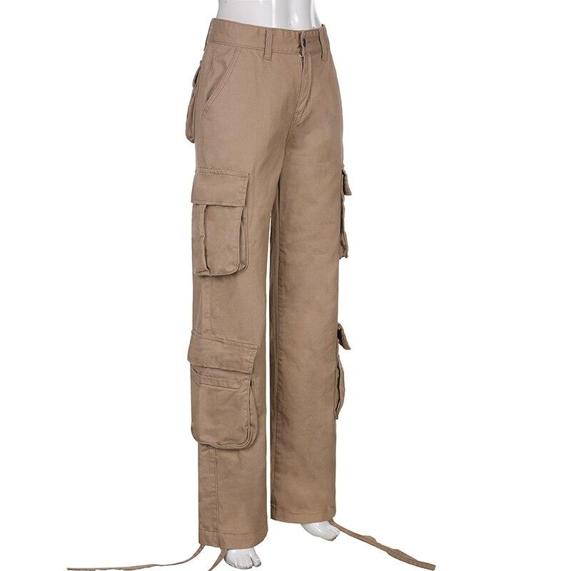 Jeans Cargo Low Waist Denim Pants     - VONVEX