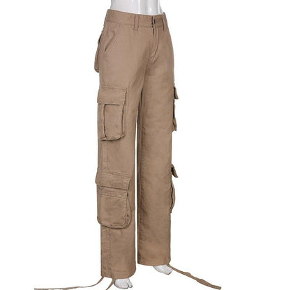 Jeans Cargo Low Waist Denim Pants     - VONVEX