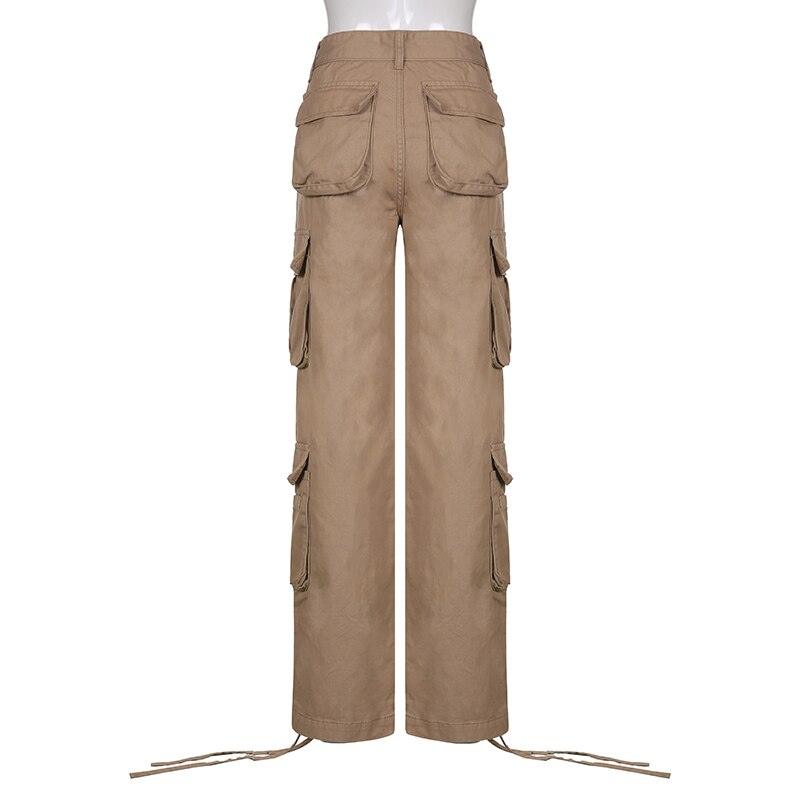 Jeans Cargo Low Waist Denim Pants     - VONVEX