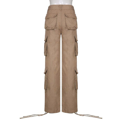 Jeans Cargo Low Waist Denim Pants     - VONVEX
