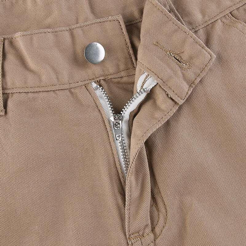 Jeans Cargo Low Waist Denim Pants     - VONVEX
