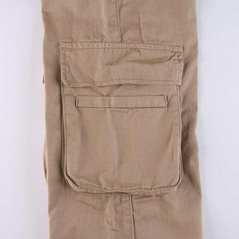 Jeans Cargo Low Waist Denim Pants     - VONVEX