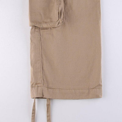 Jeans Cargo Low Waist Denim Pants     - VONVEX