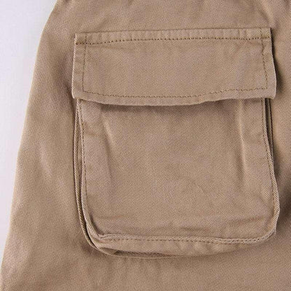 Jeans Cargo Low Waist Denim Pants     - VONVEX