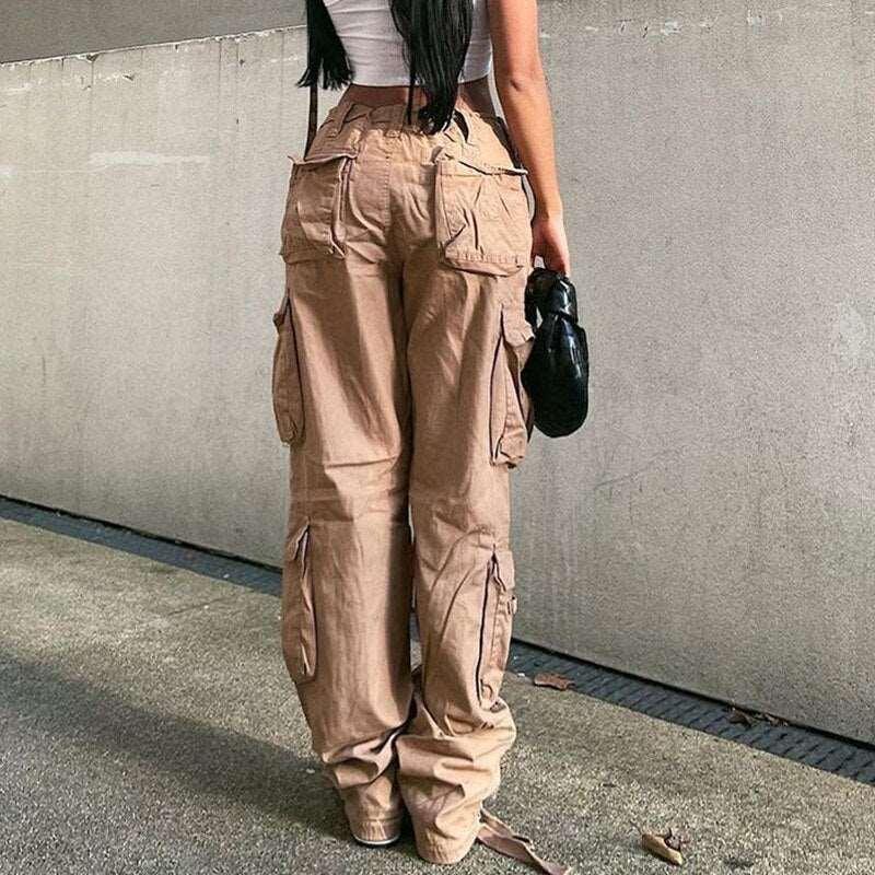 Jeans Cargo Low Waist Denim Pants     - VONVEX