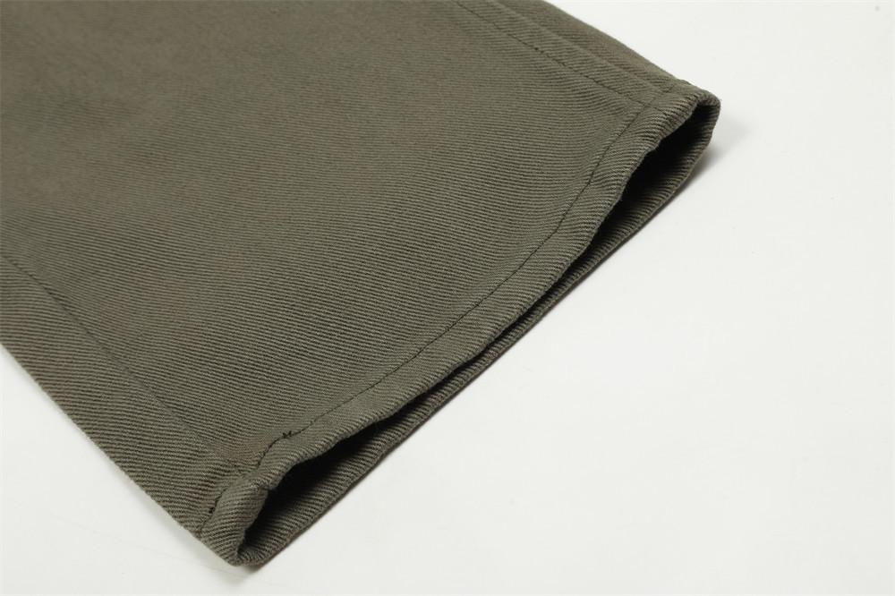 Buttons Cotton Basic Pants     - VONVEX