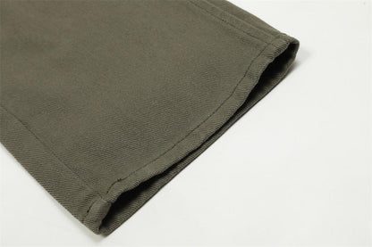 Buttons Cotton Basic Pants     - VONVEX