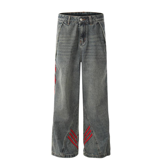 Striped Flame Red Jeans  Blue S  - VONVEX