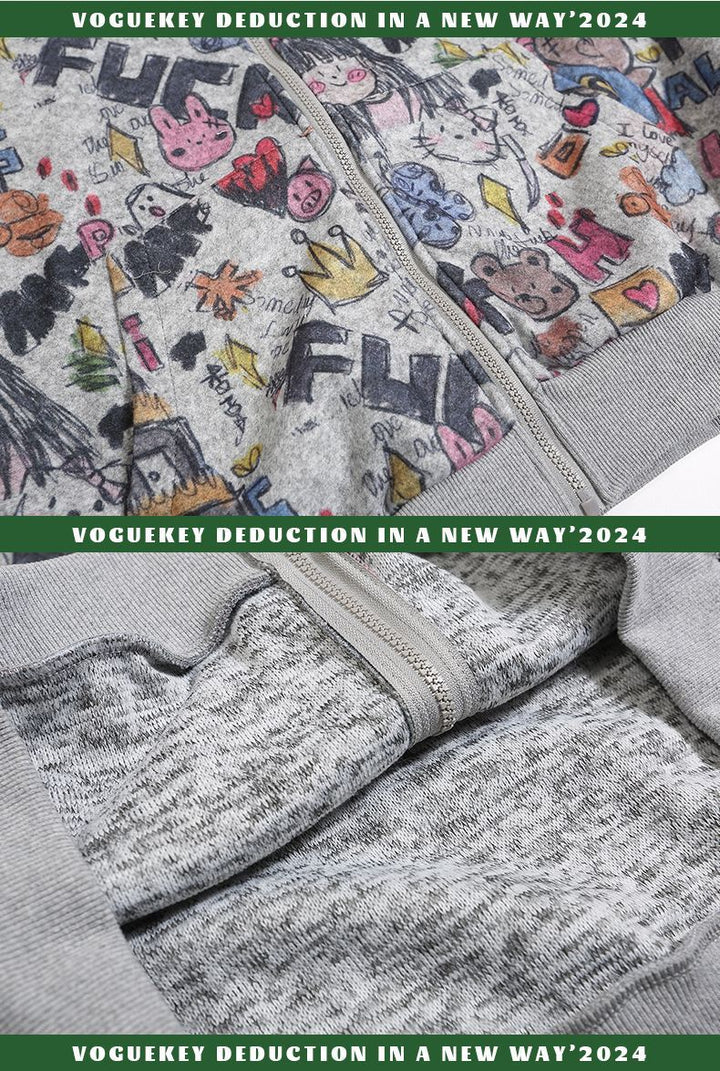 Graffiti Glow Oversized College Hoodie     - VONVEX