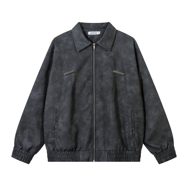 Motorcycle Leather Old Style Jacket  Dark Gray S  - VONVEX