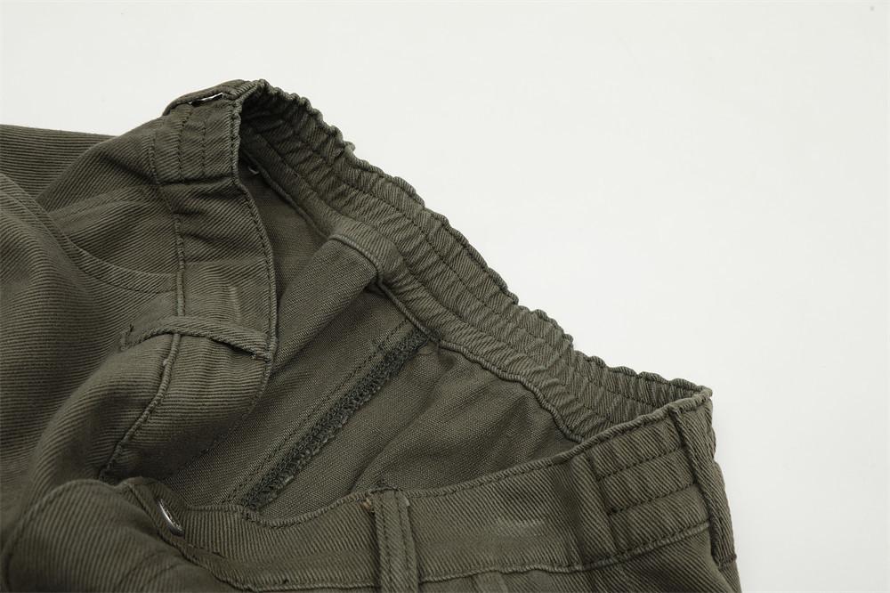 Buttons Cotton Basic Pants     - VONVEX