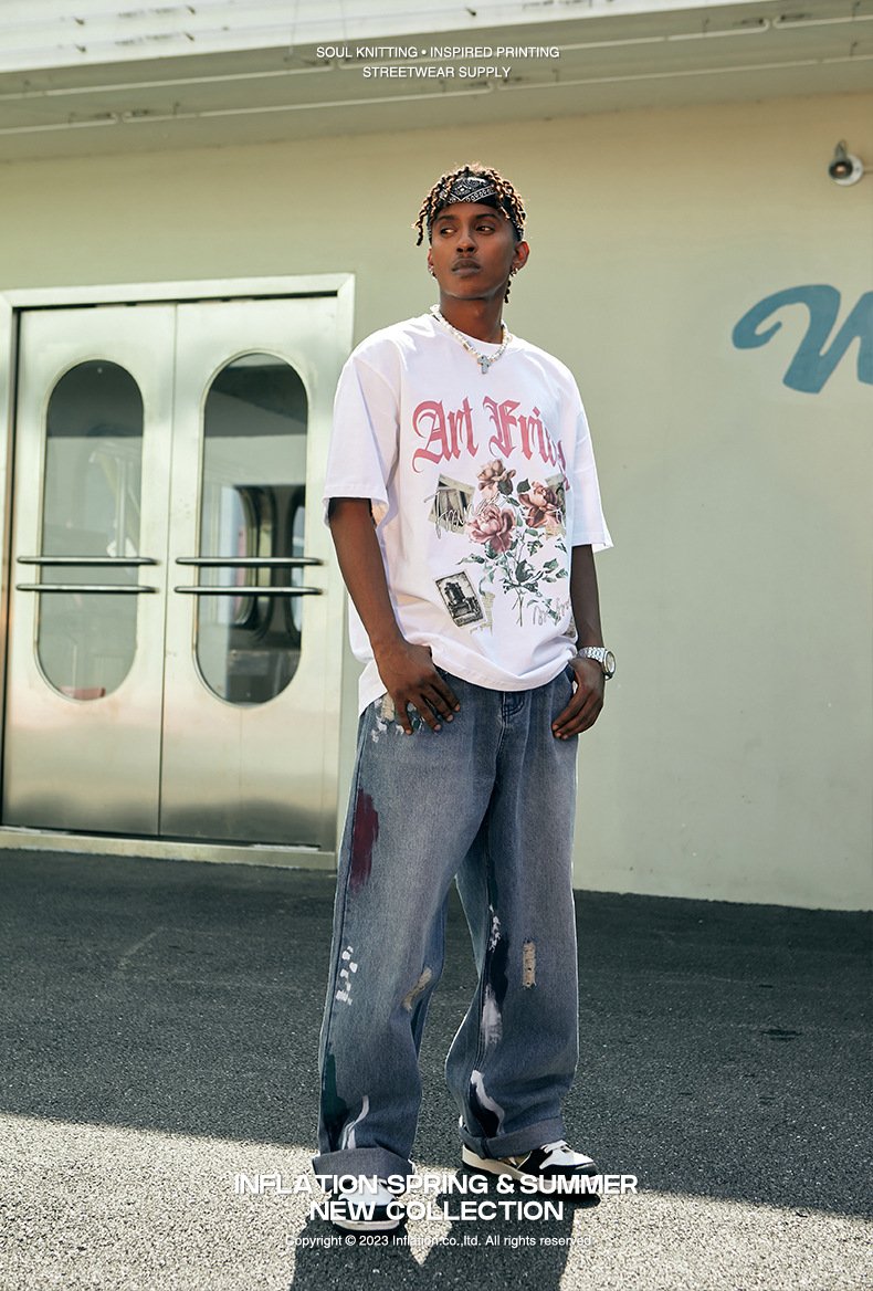 Street Worn Wide Leg Jeans - VONVEX
