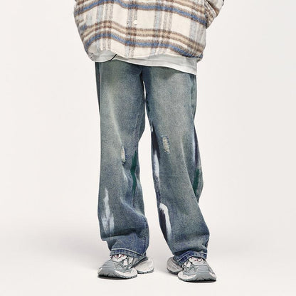 Street Worn Wide Leg Jeans - VONVEX