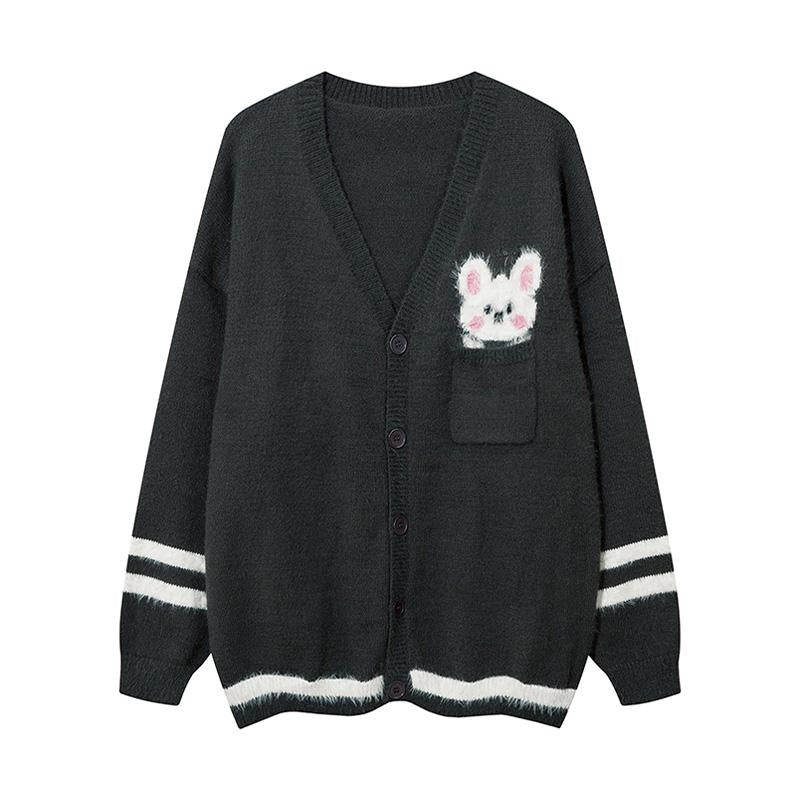 Y2K Rabbit Cardigan  DarkGrey M  - VONVEX